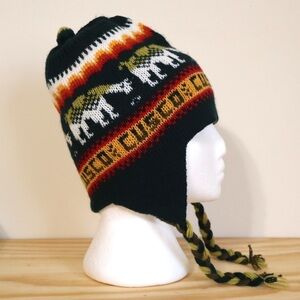 Alpaca Wool Blend‎ Hat Reversible with Earflaps Green Tones Unisex